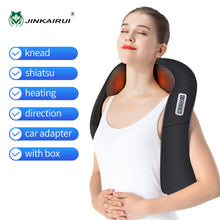 Load image into Gallery viewer, JinKaiRui U Shape Electrical Shiatsu Massager Shawl Roller Heat Massage Electric Pain Neck and Shoulder Multi-function Massagem
